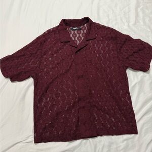 Fashion Nova Burgundy Lace Casual Shirt